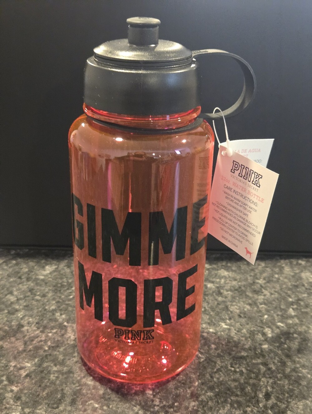 PINK VICTORIAS SECRET PLASTIC WATER BOTTLE